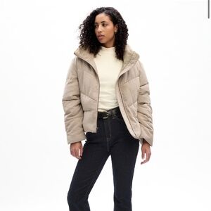 Gap Corduroy Short Puffer Jacket - Ivory Cream
